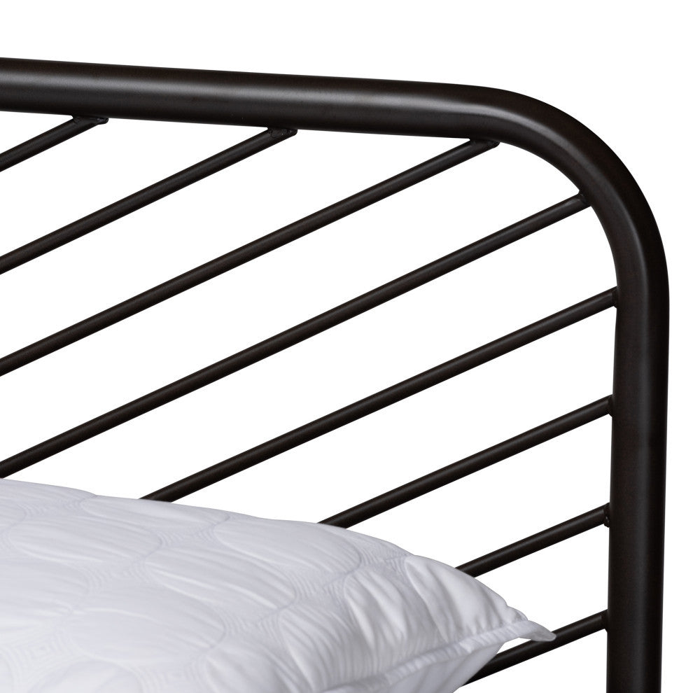 Berrien Modern Farmhouse Black Bronze Metal Platform Bed, Queen