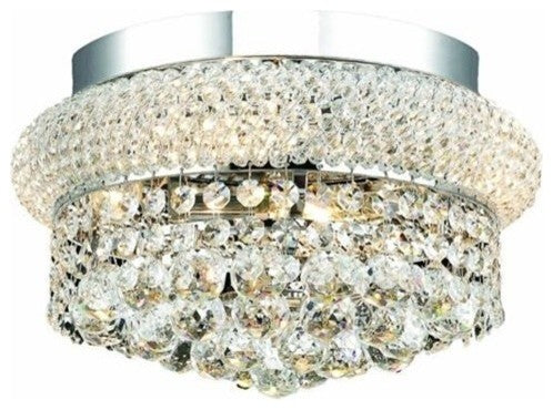 Elegant Primo Flush Mount, Chrome Finish With Royal Cut Crystal