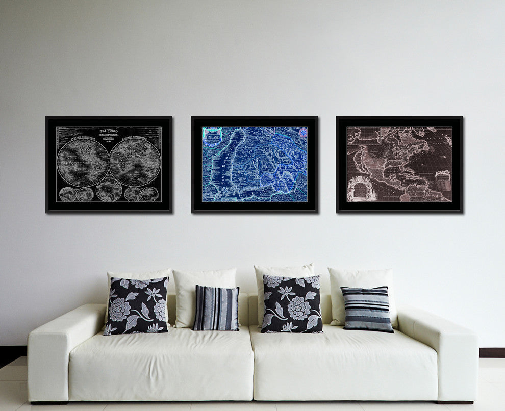Finland Centuries Vintage Vivid Color Map Canvas, 16"x21"