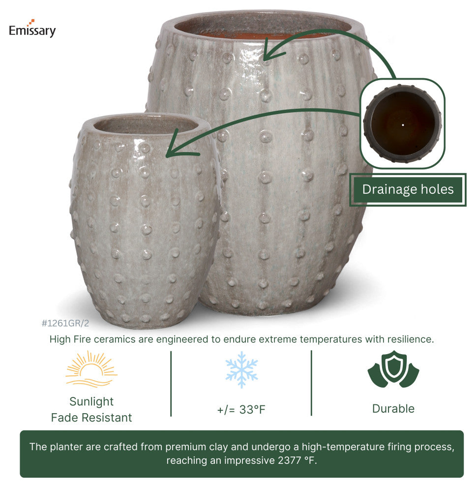 Round Stud Pot, Large Gray 20x26