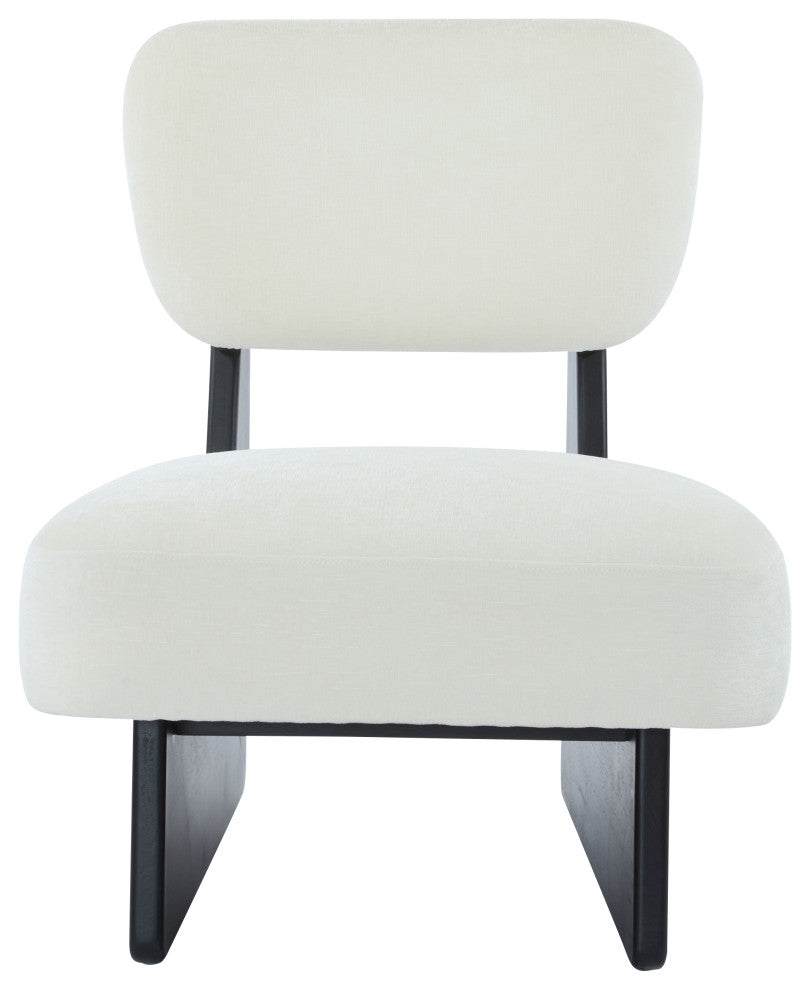GDF Studio Modern Upholstered Accent Chairs, Base, Black/White, Set of 2