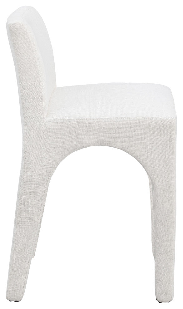 Gramercy Linen Textured Fabric Stool, Cream