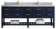 Parker 84" Double Sink Bath Vanity, Navy Blue 2" Venatino Quartz