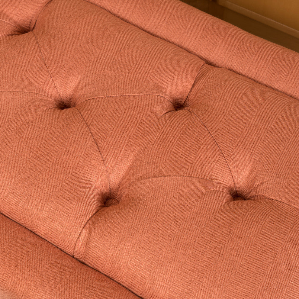 GDF Studio Pyram Mid Century Modern Ottoman Bench, Orange