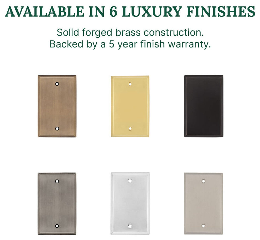 NW New York Switch Plate With Blank Cover, Satin Nickel