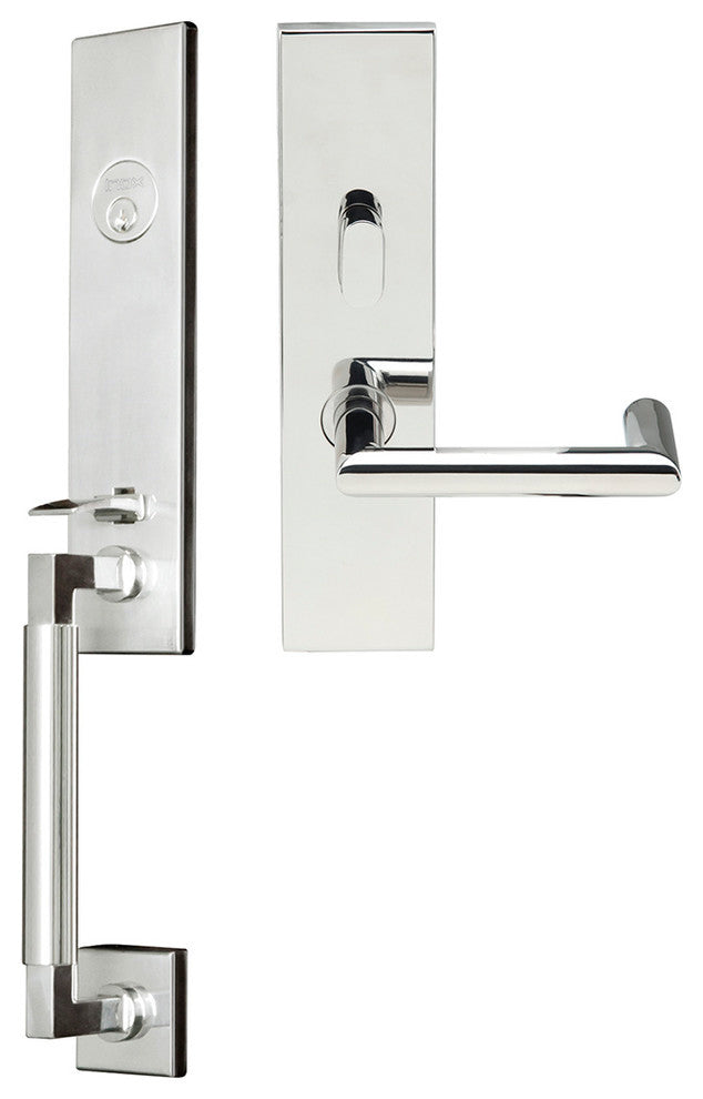 Stuttgart Lever, Mortise Entry Handleset, Left Hand, Polished Stainless Steel