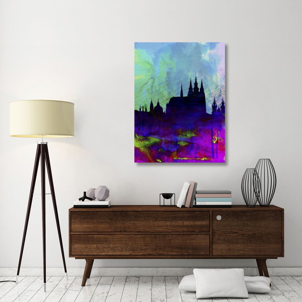"Prague Watercolor Skyline" Fine Art Print