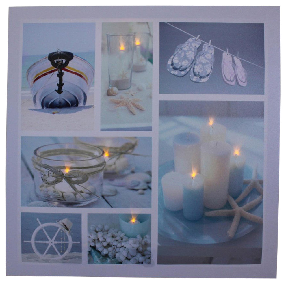 "LED Lighted Summer Fun and Relaxation" Canvas Wall Art, 19.75"x19.75"