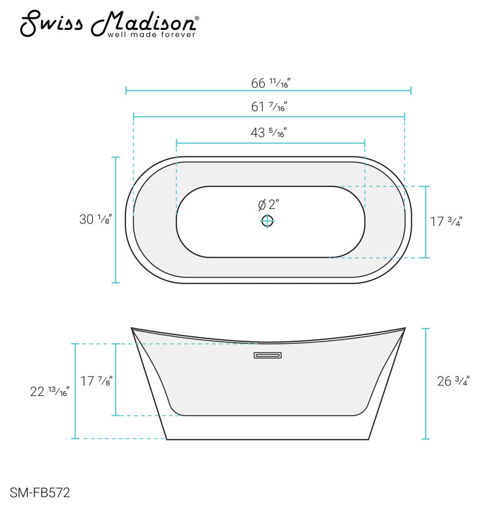 Ivy Freestanding Double Slipper Bathtub