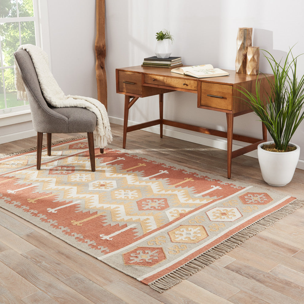 Jaipur Living Emmett Indoor/Outdoor Geometric Orange/Beige Area Rug, 5'x8'