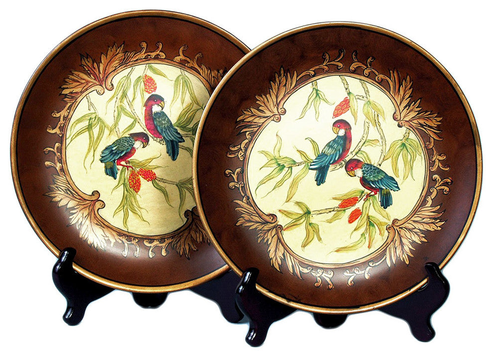 Pair of 10 Inch Diameter Parrot Decorative Plates