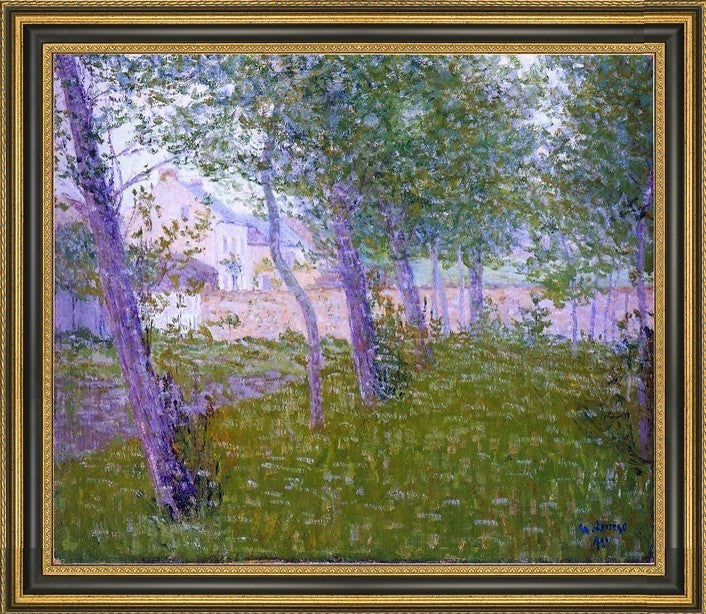 Gustave Loiseau A Garden by the HouseFramed Premium Canvas Print, 16"x20"