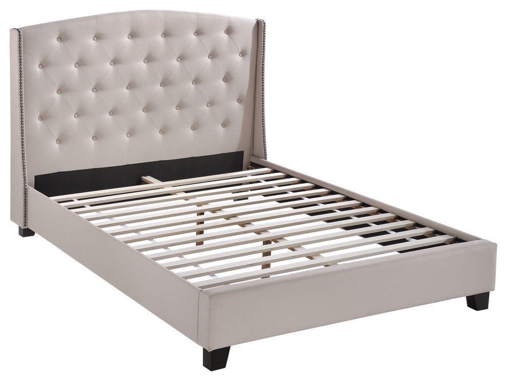 Modern Contemporary Bedroom Queen Bed Frame Beige