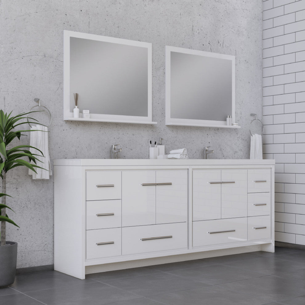Sortino 84" Bathroom Vanity, Double Sink, White