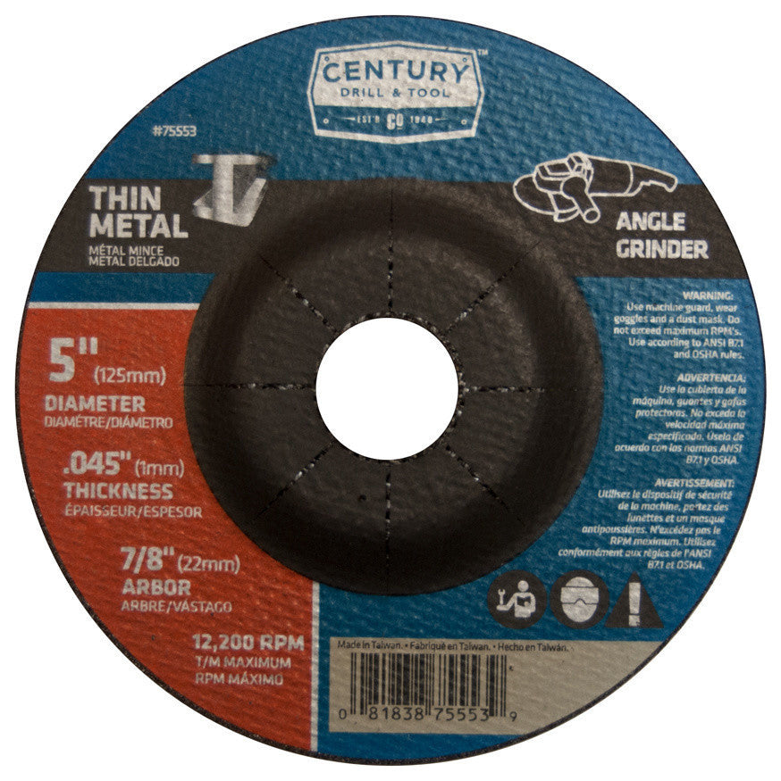 Type 27A Abrasive Grinding Wheel, 5"x0.045"
