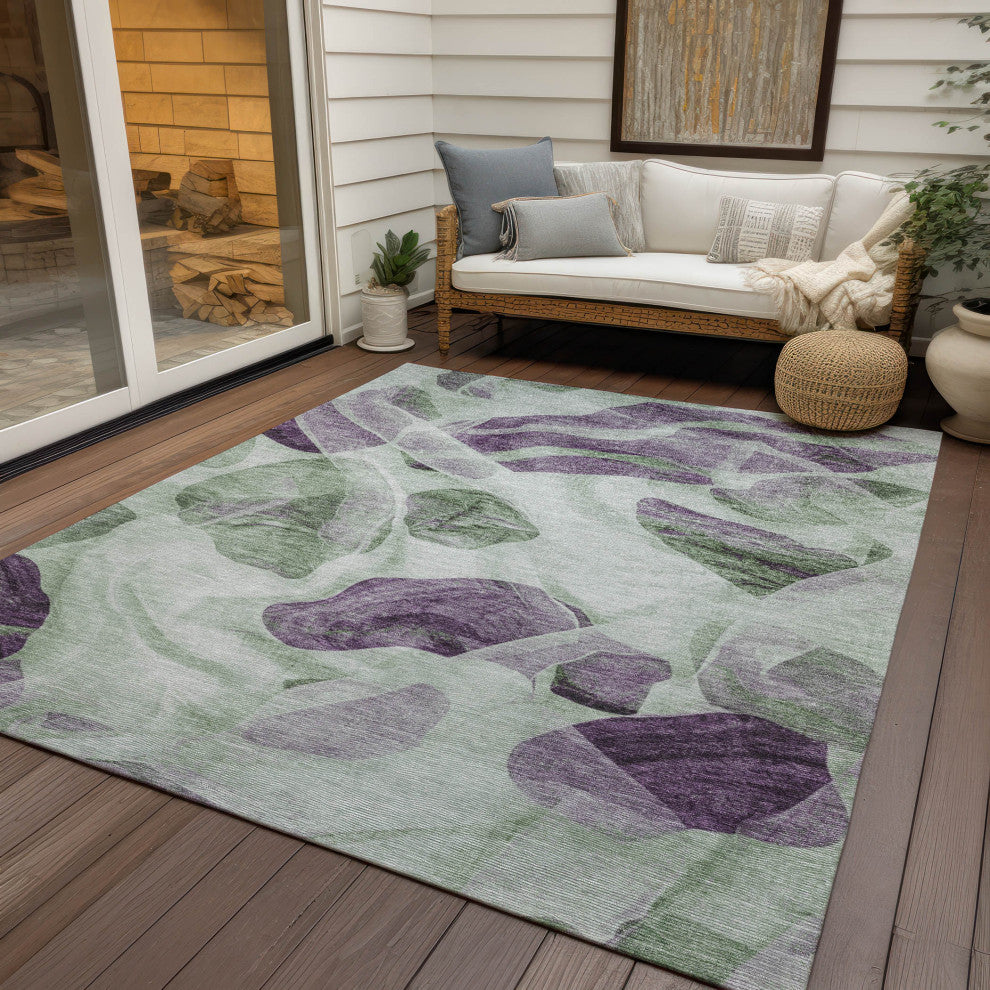 Machine Washable Indoor/Outdoor Chantille ACN1863 Aloe 5' x 7'6" Rug