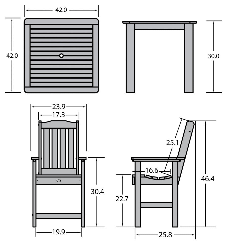Springville 5-Piece Square Counter Dining Set, Weathered Acorn, Coastal Teak