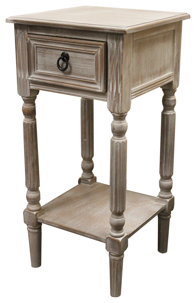 Urban Designs Ella Rustic Weathered Wooden Night Stand Accent Table