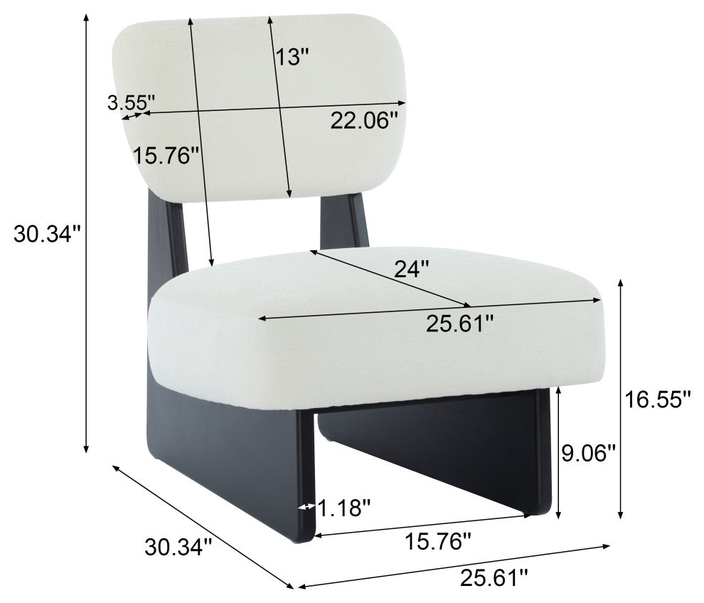GDF Studio Modern Upholstered Accent Chairs, Base, Black/White, Set of 2