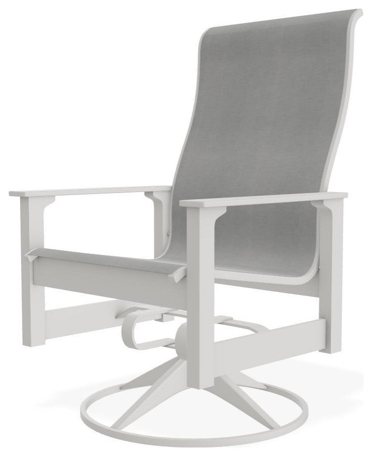 Leeward Sling Outdoor Swivel Rocker, Alloy/Snow