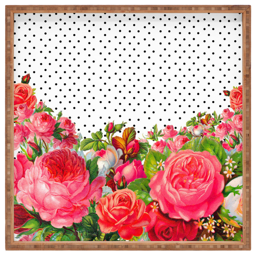 Deny Designs Allyson Johnson Bold Floral And Dots Square Tray