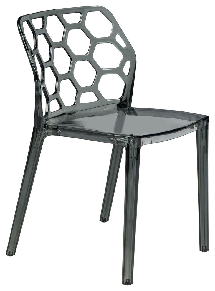 Leisuremod Dynamic HoneyComb Design Dining Chair, Transparent Black