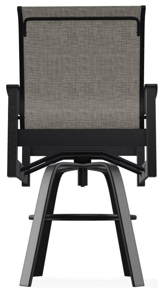 Leeward Sling Bar Height Outdoor Swivel Armchair, Storm/Black