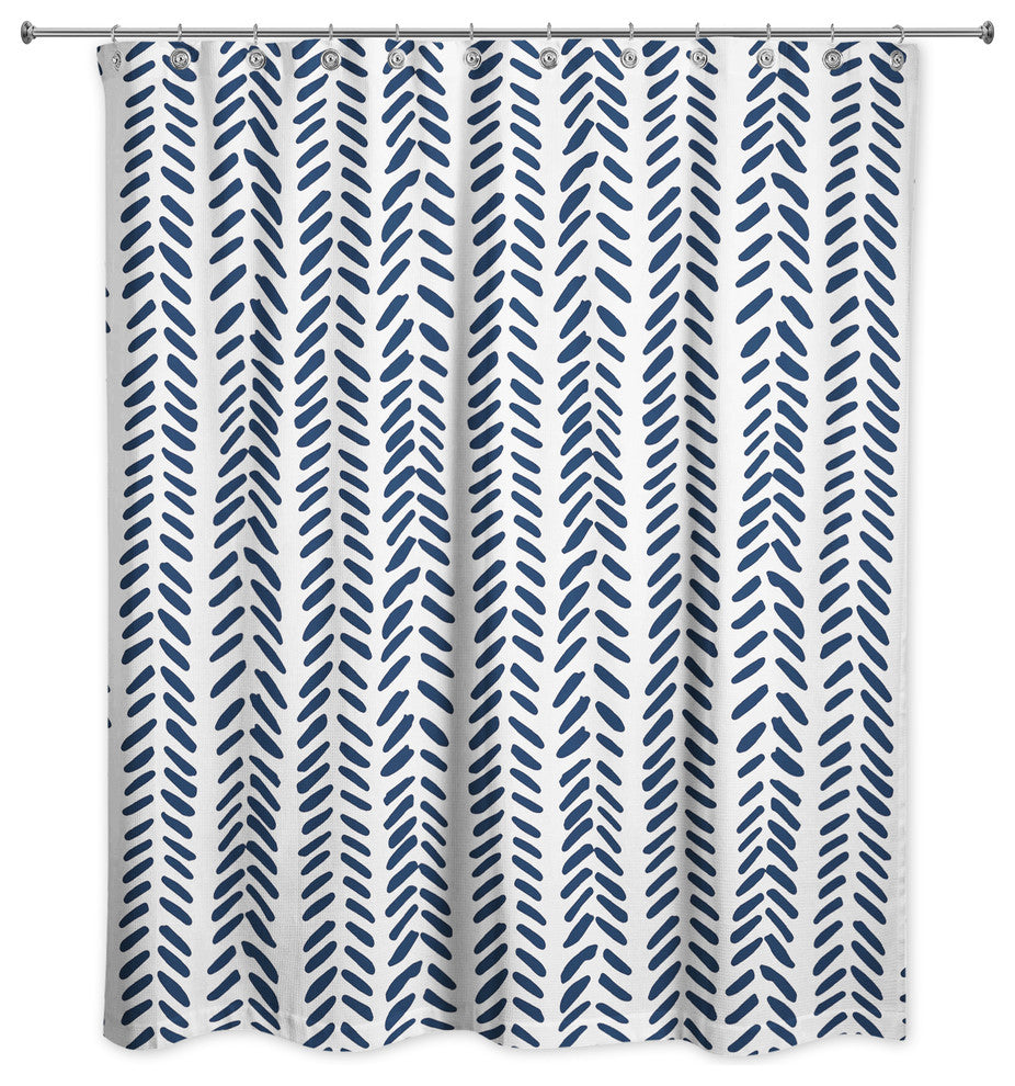 Modern Herringbone Shower Curtain, Blue