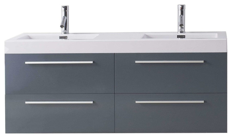 Finley 54" Double Bathroom Vanity, Base: Gray, Faucet: Polished Chrome