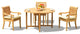 4-Piece Outdoor Teak Set, 48" Butterfly Table, 3 Giva Chairs, Sunbrella Cushion