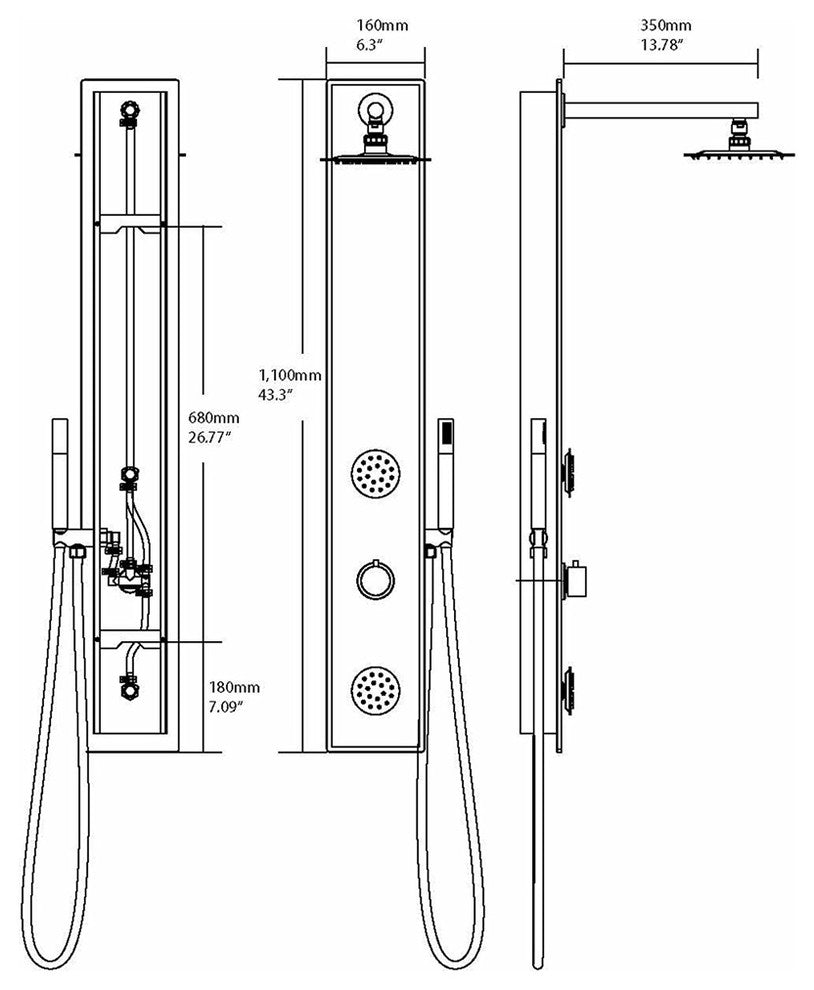 Loreto Tempered Glass Multi-Functional Shower Panel System