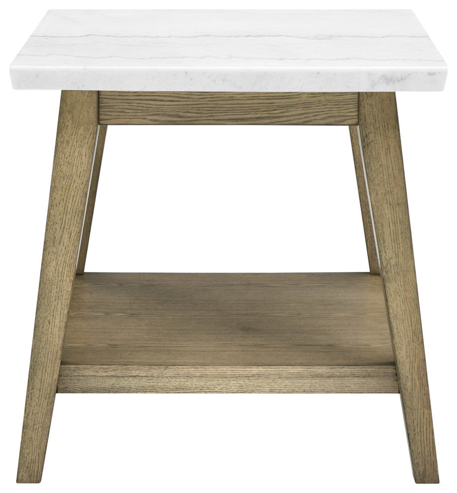 Vida White Marble Top Square End Table
