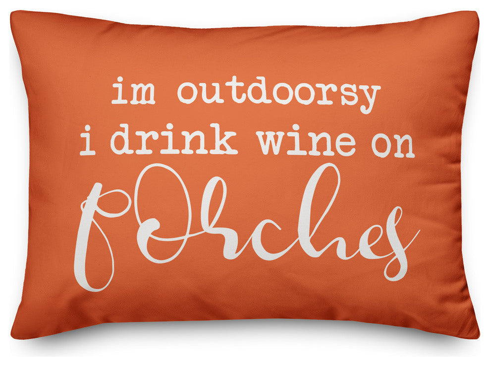 Drink Wine On Porches Outdoor Lumbar Pillow