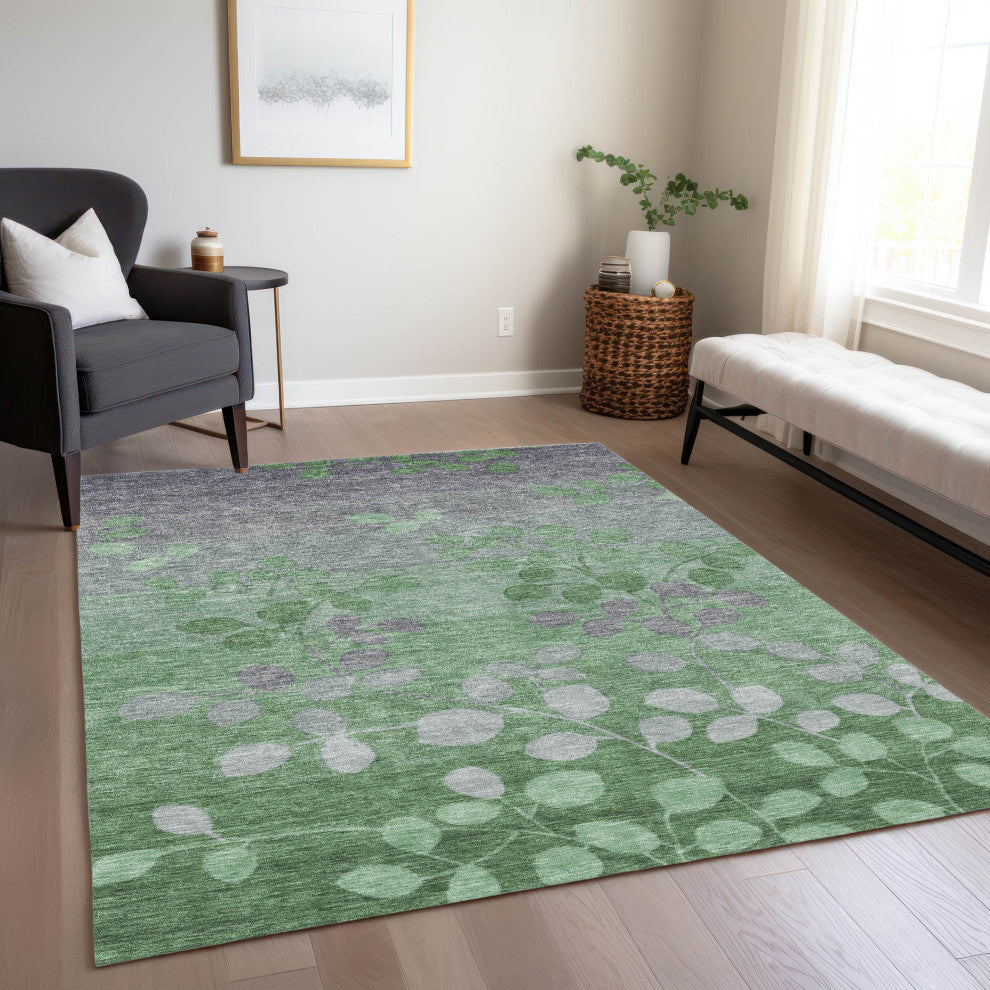 Machine Washable Indoor/Outdoor Chantille ACN1900 Green 5' x 7'6" Rug