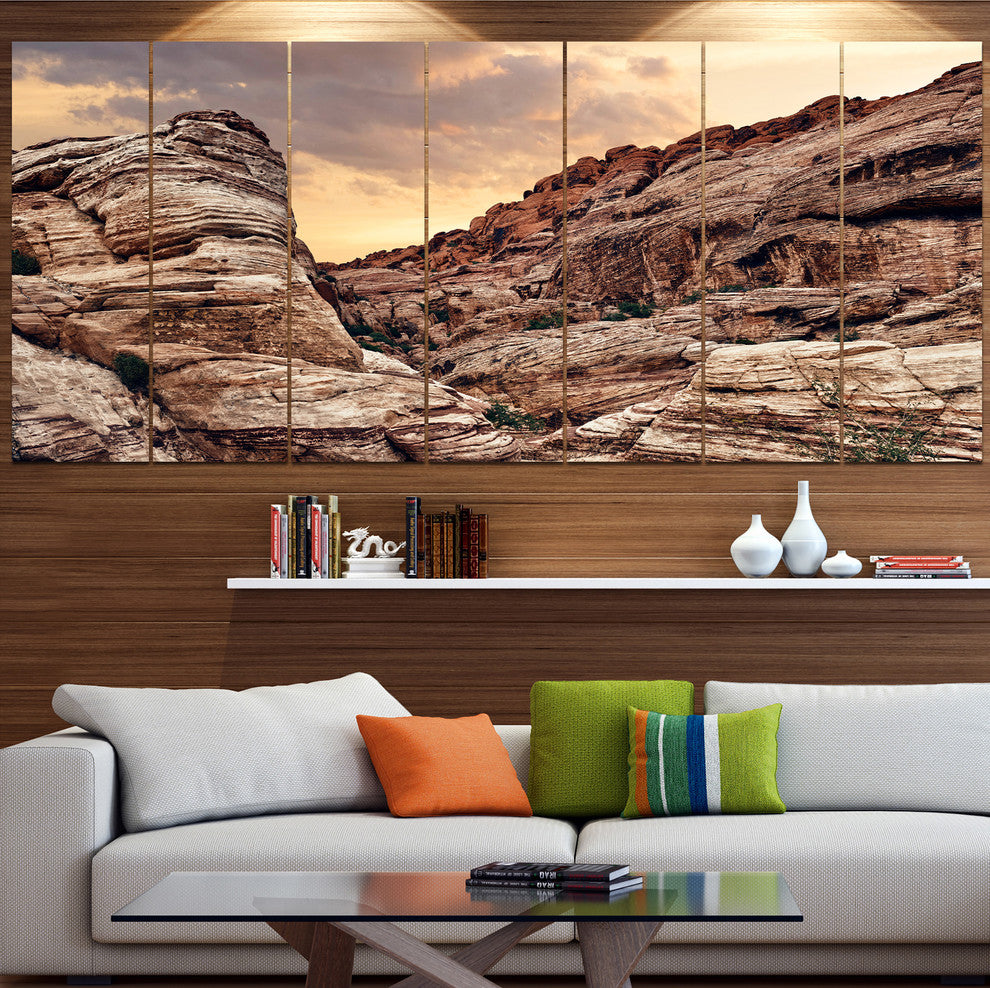 Scenic Red Rock Canyon in Nevada, Landscape Canvas Art Print, 83"x32", 7 Panels