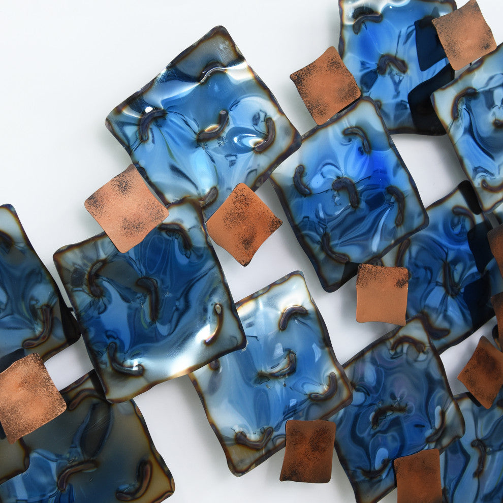 Hand Painted Etched Metal Wall Sculpture, Multi Color, Mesh