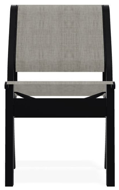 Leeward Sling Stackable Outdoor Dining Chair, Smoke/Black