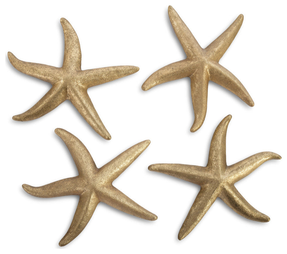 Starfish, Gold Leaf, 4-Piece Set, Small, Gold, Medium