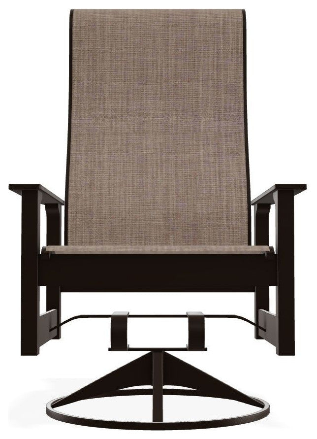Leeward Sling Outdoor Swivel Rocker, Augustine Fennel/Kona
