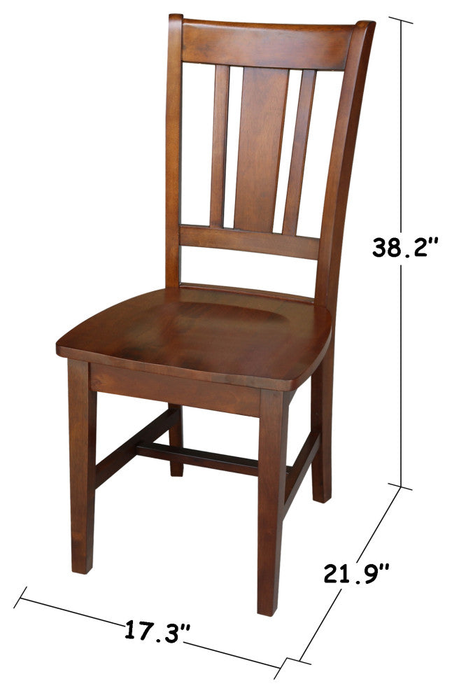 Set of Two San Remo Slat Back Chairs, Espresso