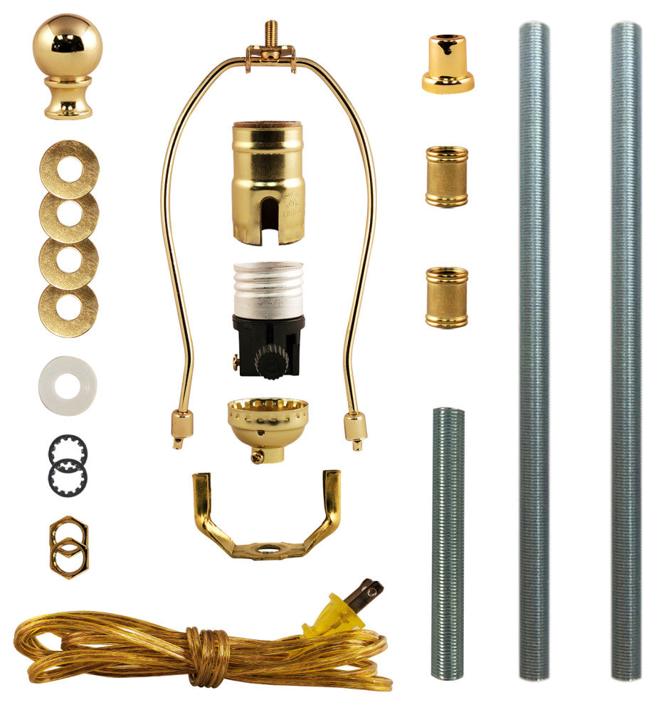 Royal Designs DIY Lamp Making Kit - Make, Refurbish, and Repair, Polished Brass,