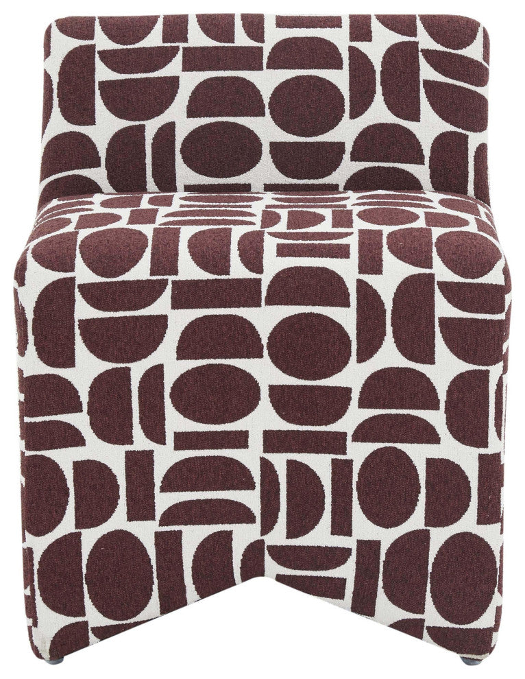Pippa Merlot Geometric Jacquard Weave Stool