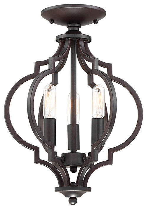 3-Light Semi-Flush Mount, Oil Rubbed Bronze