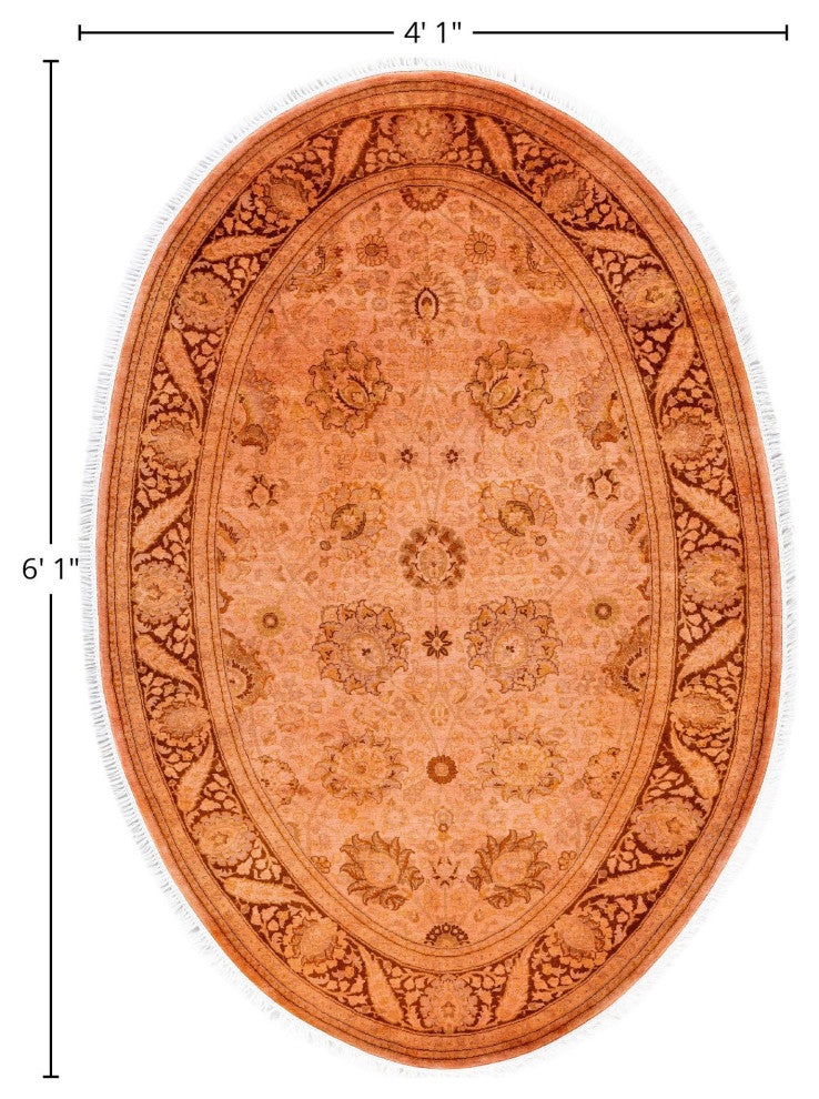 Overdyed One-of-a-Kind Hand-Knotted Area Rug Pink, 4' 1" x 6' 1"