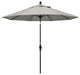 9' Matted Black Collar Tilt Lift Fiberglass Rib Aluminum Umbrella, Sunbrella, Granite