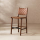 Andre 26" Woven Faux Leather Counter Stool, Pecan Brown