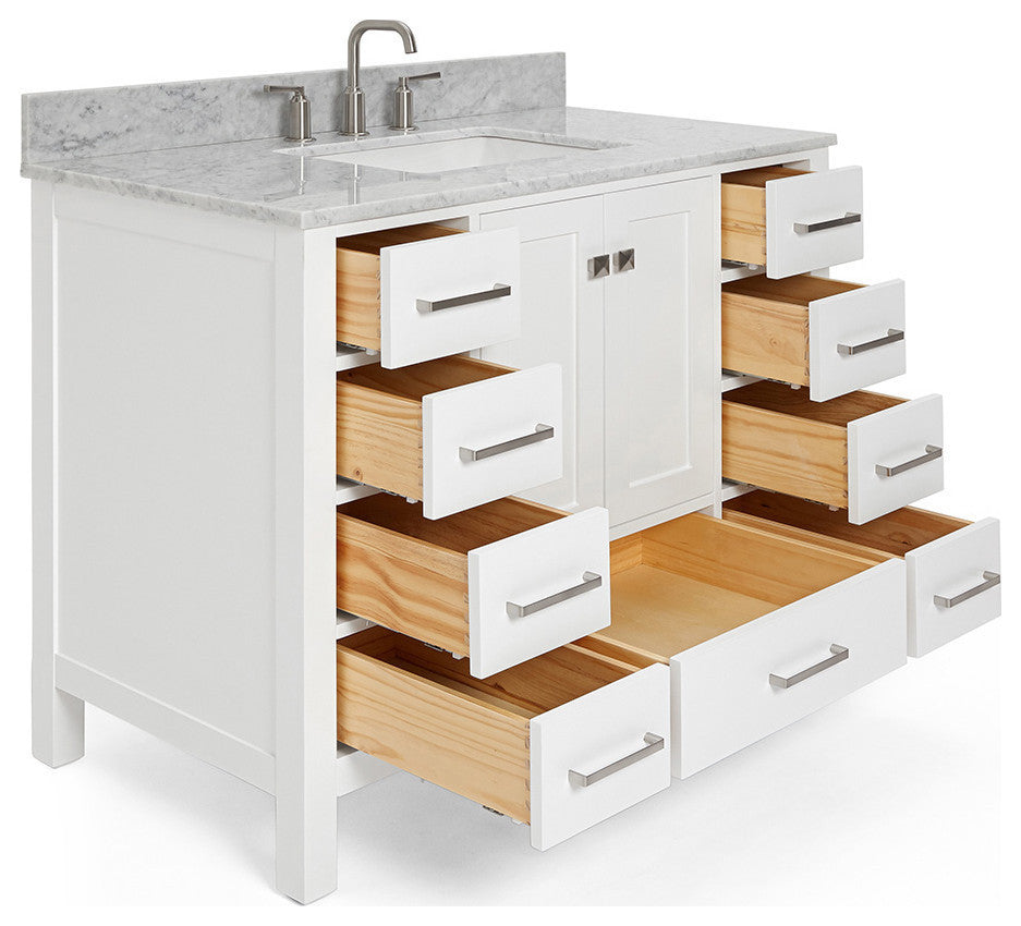 ARIEL Cambridge 43" Rectangle Sink Bath Vanity Carrara Marble