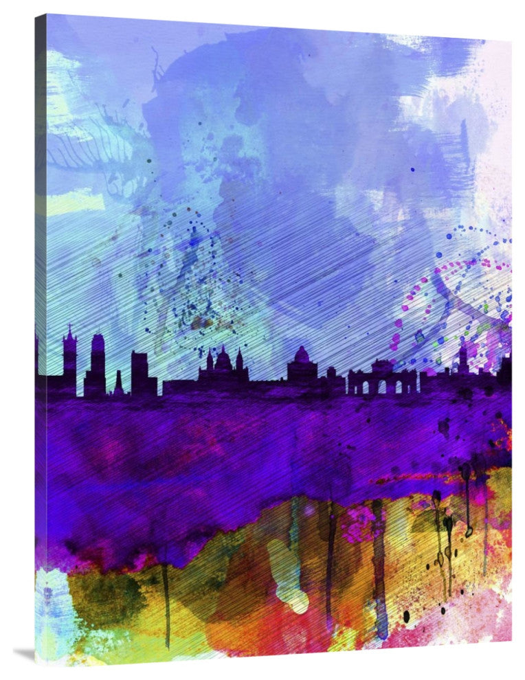 "Madrid Watercolor Skyline" Fine Art Print