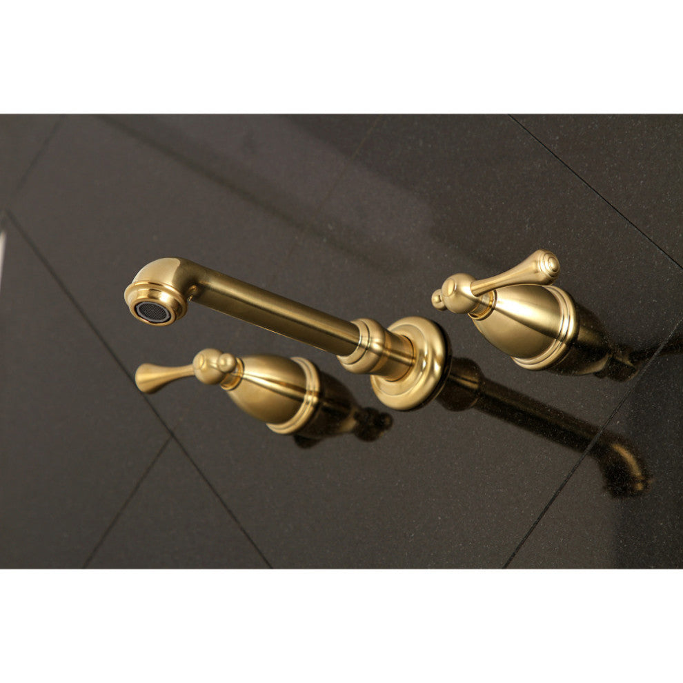 KS7027BL Two-Handle Wall Mount Tub Faucet, Brushed Brass