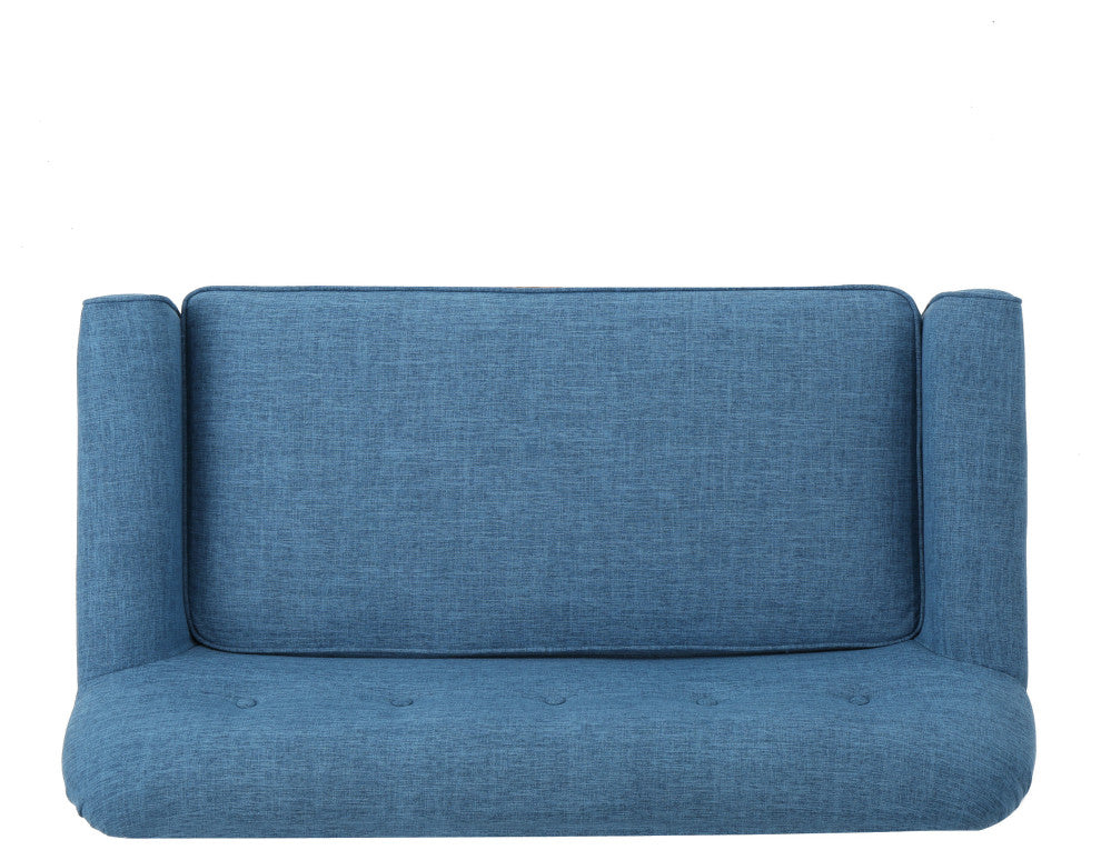 GDF Studio Mia Mid Century Modern Fabric Loveseat, Muted Blue